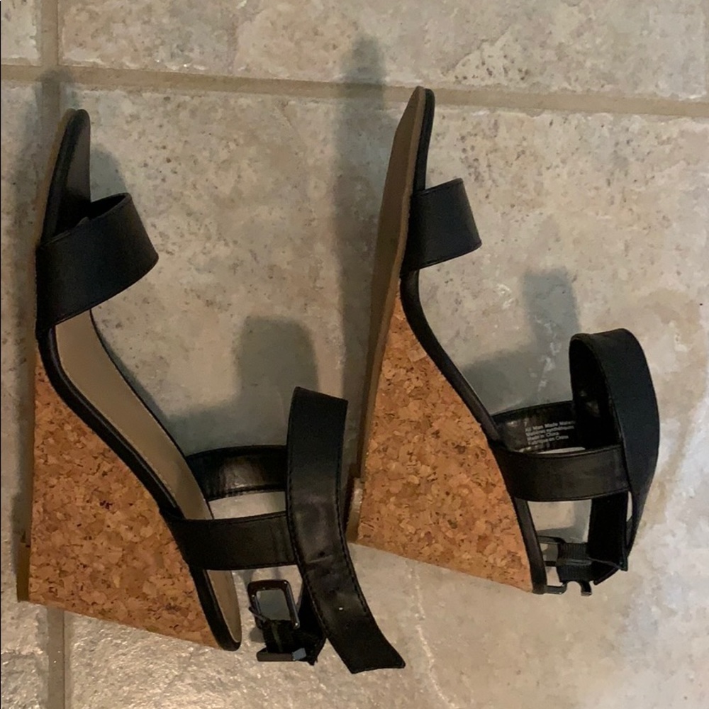 Black wedge sandals